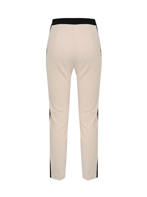 Pantaloni in doppio crepe bi-color Milk/Nero Elisabetta Franchi | PAT0156E2EF1